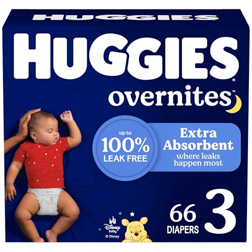 Huggies Overnites Size 3 Overnight Diapers (16-28 lbs), 66 Ct, Packaging May Vary