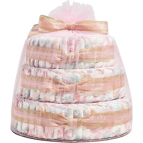 The Honest Company Deluxe Diaper Cake | Clean Conscious Diapers, Baby Personal Care, Plant-Based Wipes | Rose Blossom | Deluxe, Size 1 (8-14 lbs), 70 Count