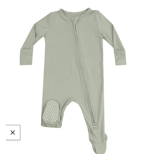 2 Way Zipper Footie - Solid Desert Sage