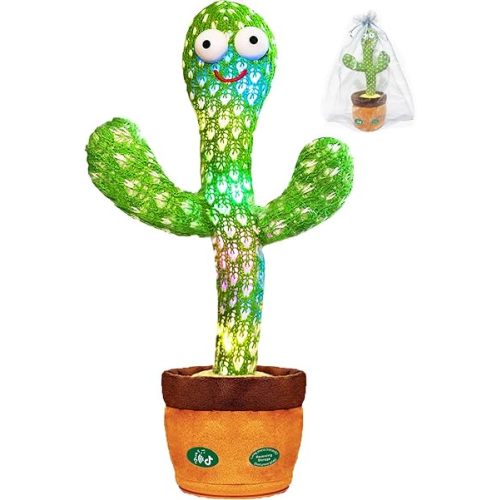 Cactus Baby Toy can be Adjusted Volume, Dancing Singing Musical Gift with LED Light. Baby Toy for Kids Talking Smart Toys, Talking Cactus Exquisite Yarn Bag Packaging