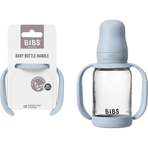 Bibs | Baby Bottle Handle | Easy & Comfortable Grip | Non-Slip Surface | BPA-Free | Dishwasher Safe Baby Bottle Accessories | Baby Blue