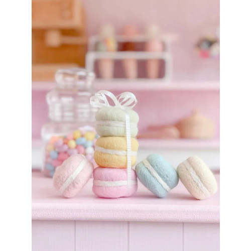 Half Dozen Pastel Macaroons - Felt Pretend Play Food