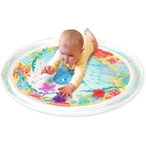 B. Baby – Baby Water Mat – Inflatable Tummy Time Mat – 6 Removable Sea Animals – Water Activity Mat for Babies – Easy to Clean - 6 Months + – Wonder Waves