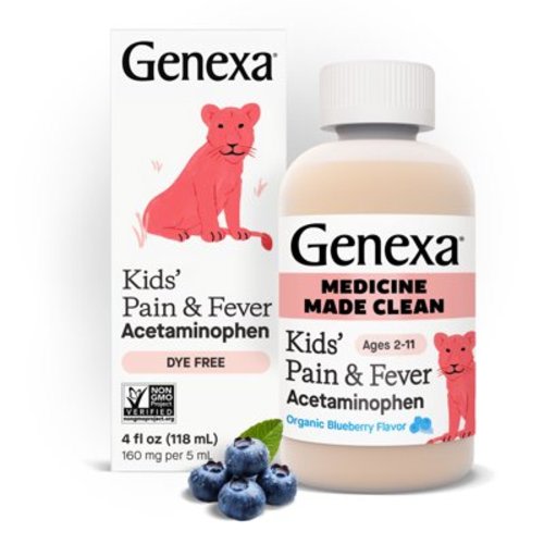 Genexa Children's Acetaminophen, 4 oz - Organic Blueberry, Gluten-Free, Non-GMO, Vegan