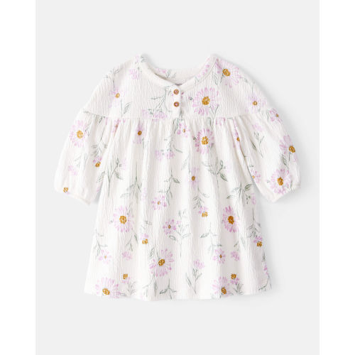 Baby Girl Floral Gauze Dress - White | Carter's