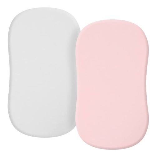 TILLYOU Baby Bassinet Sheets for Girls Boys, Fit for Hourglass Oval Rectangle Bassinet Mattress Sheets, 33”X16”, 2 Pack Gray and Pink
