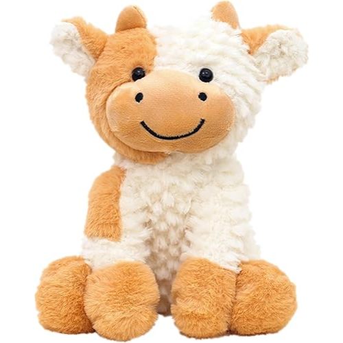 Cow Stuffed Animals, 9 inch Cute Plush Cow Toy Doll for Kids Boys Girls Women (Brown Sitting Cow)