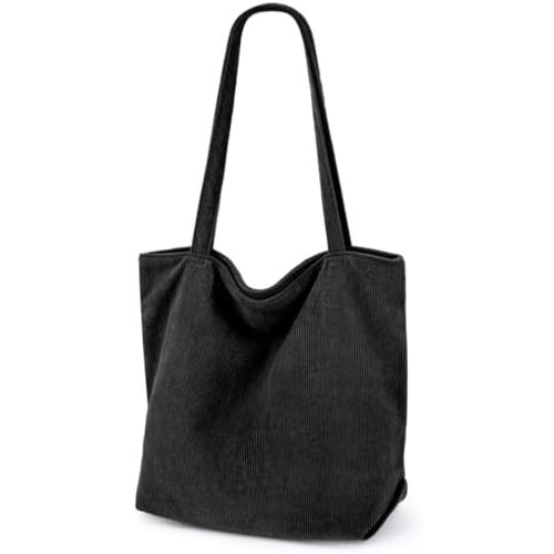Iioscre Corduroy Tote Bag for Women,Hobo HandBags with Zipper,Large Capacity Casual Shoulder Handbags with Inner Pockets