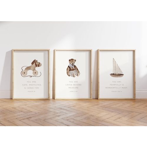 Christian Nursery Set of 3, Kid's Biblical Affirmations, Vintage Bible Verse Wall Art, Christian Classroom Poster, Sunday School Decor - Etsy