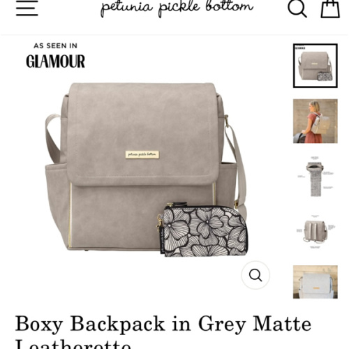 Boxy Backpack in Grey Matte Leatherette