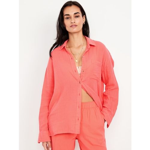 Crinkle Gauze Loose Button-Down Shirt | Old Navy