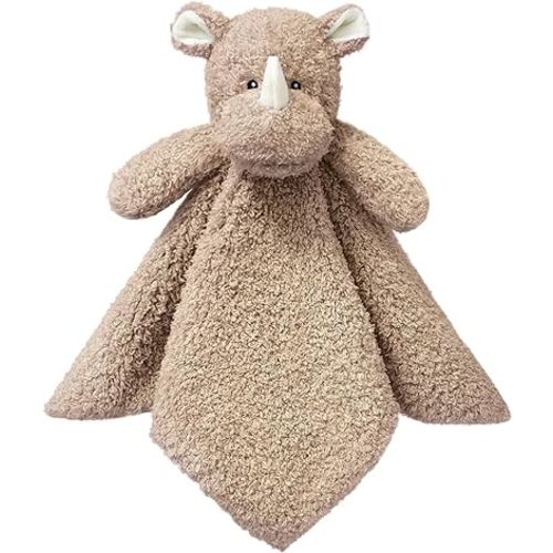 Baby Brown Rhino Soft Stuffed Animal Security Blanket, Plush Rhino Character Lovey Blanket, Baby Shower/Nursery Gift, Newborn Infant Toddler Snuggle Blankie for Boys Girls, 14 Inches