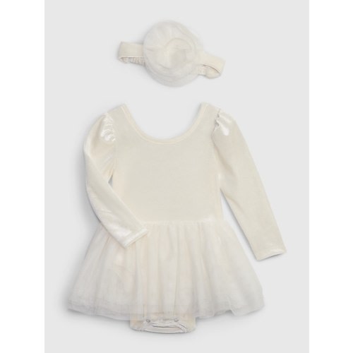 Baby Velvet Tulle Dress Set - Ivory Frost, size: 12-18 M