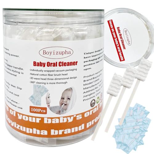 100 Pcs Baby Disposable Gauze Toothbrush,Baby Tongue Cleaner Newborn,Infant Mouth Oral Care Cleaning Swabs for 0-36 Month