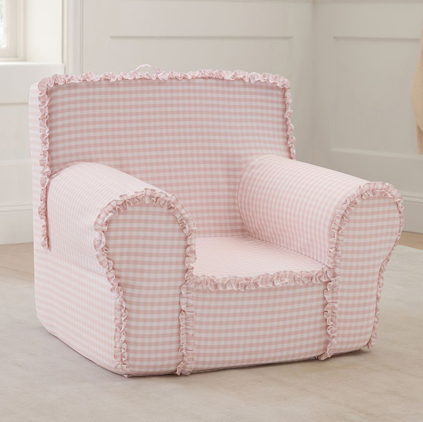 Kids Anywhere Chair, Sepia Rose Ruffle Gingham