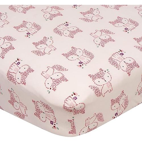 Gerber Baby Boys Girls Neutral Newborn Infant Baby Toddler Nursery 100% Cotton Fitted Bedding Crib Sheet, Foxes Pink, 28" x 52