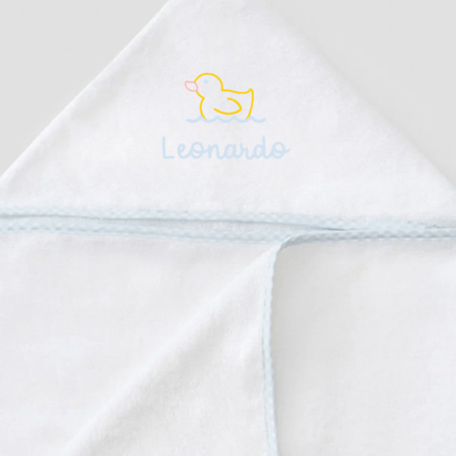 Kids' Bath Bundle -  Personalized “Leonardo” with Mallard - Light Blue Gingham on White