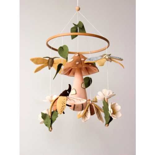 Insect baby mobile, garden bugs mobile, enchanted forest mobile, fairytale baby mobile, mushroom baby mobile