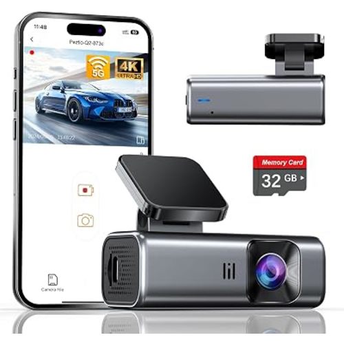 galphi 4K Dash Cam Front, 5GHz WiFi, 32GB Card Included, Mini Dashcam