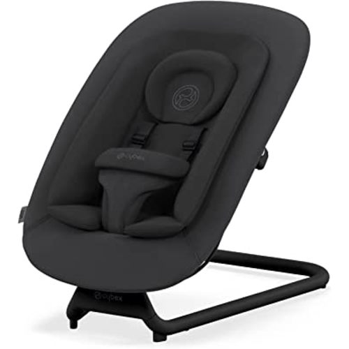 Cybex Lemo Self-Bouncing Baby Bouncer for Playing and Relaxing with Adjustable Harness and Breathable Mesh Backrest, Comfort Inlay with Head Hugger, and Stand, Stunning Black