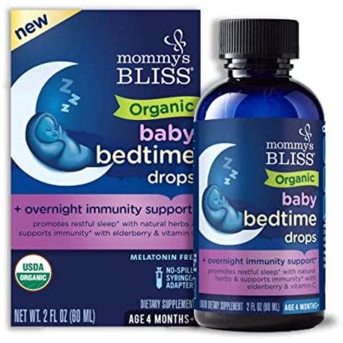 Mommy's Bliss Organic Baby Bedtime Drops + Overnight Immunity Support, Promotes Restful Night, Melatonin Free, Age 4 Month+, 2 Fl Oz