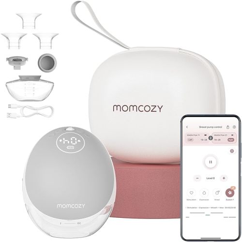 Momcozy Breast Pump Hands Free Mobile Flow | M9, App Discreet Control with Personalized Multi-Modes & 15 Levels, Independent Breastmilk Storage, Wearable Breast Pump M9 24mm, 1 Pack Gray