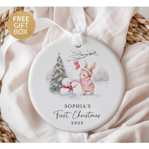 Personalized Baby’s First Christmas Ornament, Custom Newborn Keepsake Gift, Baby Boy or Girl Gift, Baby Girl Ornament
