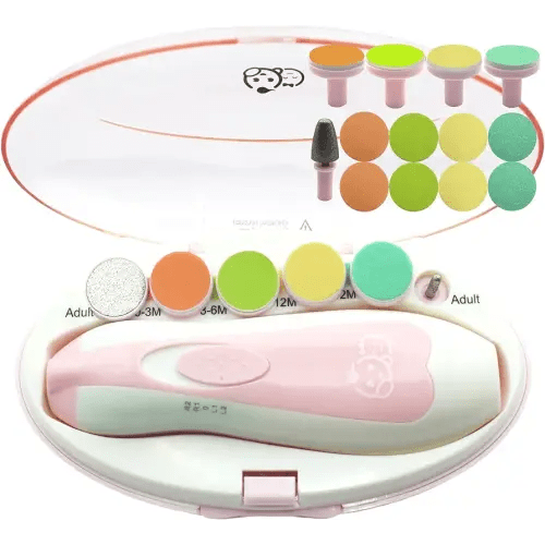 Baby Nail Clippers 20 in 1 by Royal Angels | Safe Electric Baby Nail Trimmer, Baby Nail File Kit, Additional Replacement Heads, Newborn Toddler Toes and Fingernails, Trim and Polish (Pink)