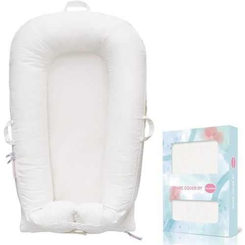 Corduroy Baby Lounger Cover for Dockatot Deluxe + | 100% Cotton Hypoallergenic Newborn Premium Quality Spare Cover(Cover Only) (White)