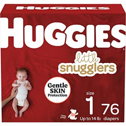 Baby Diapers Size 1, 76ct, Huggies Little Snugglers, Gentle Skin Protection