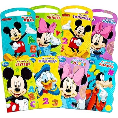 Disney Mickey Mouse My First Books Super Set (8 Shaped Board Books: Alphabet, Colors, Numbers, Shapes and Story Books)