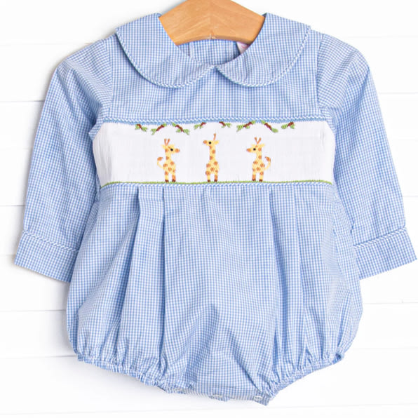 Spotted in the Savanna Smocked Bubble, Blue – Stitchy Fish