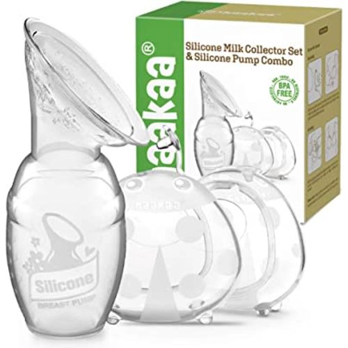 haakaa Manual Breast Pump and Ladybug Milk Collectors Combo for Breastfeeding Moms to Collect Breast Milk| Pumping and Nursing| Portable Breastmilk Savers(pump-4oz/100ml,1pk; Shells-2.5oz/75ml,2pk)