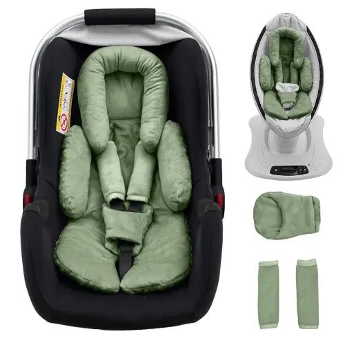 Infant Car Seat Head Support with Extra Shoulder Covers Set, Thickened Carseat Cushion for Baby, Breathable Newborn Carseat Insert for Stroller Swing