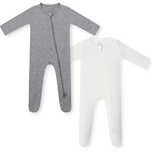 HAPIU Rayon from Bamboo Baby Footed Pajamas, 2 Way Zipper YKK, Footie for Baby Boy Girls, Newborn-24 Months