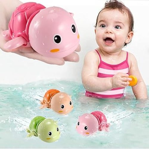 Kids Swimming Turtles Bath Toys - Baby Pool Toys for 1 Year Old Girl Gifts - Floating Water Bathtub Toys for Toddlers 1-3 - Wind Up Bath Toys for Infant Ages 1-2 2-4