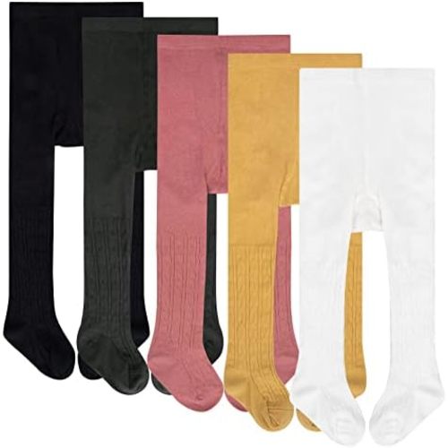 5 Pack Baby Toddler Girls Cable Knit Tights Cotton Footed Leggings Pantyhose Stocking Pants 1-9Years