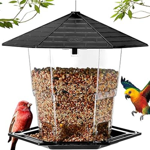 Bird Feeders for Outdoors Hanging Bird Feeder Wild Birds Seed, Black