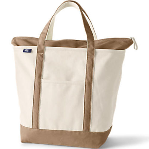 Large Natural 5 Pocket Zip Top Canvas Tote Bag | Land’s End