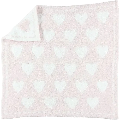 Barefoot Dreams CozyChic Dream Receiving Blanket - Pink/White Hearts