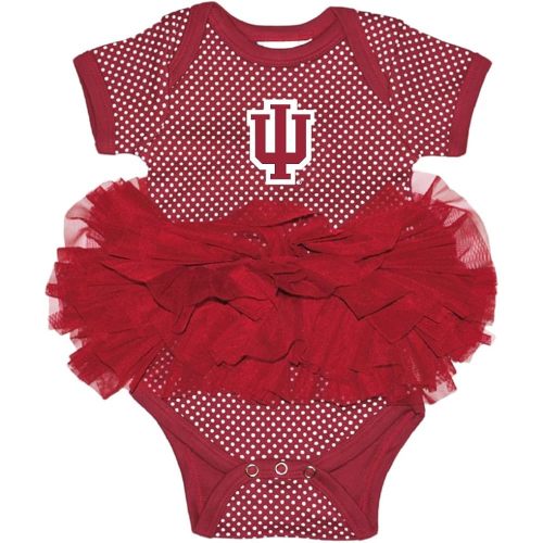 Two Feet Ahead Indiana Hoosiers Newborn Baby Girl Bodysuit Creeper Polka Dot Tutu Skirt Dress College Licensed 6 Months (Indiana Hoosiers, 6 Months)