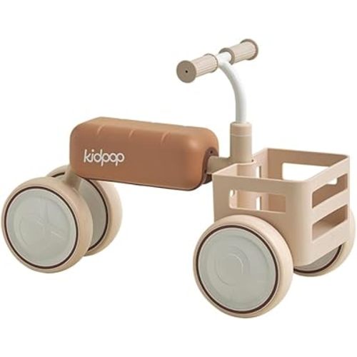 kidpop Toast Baby Walker Convertible Push Rider with Detachable Seat Anti-Tip Tri-Frame & Food-Grade Basket Balance Bike for 10-36 Months