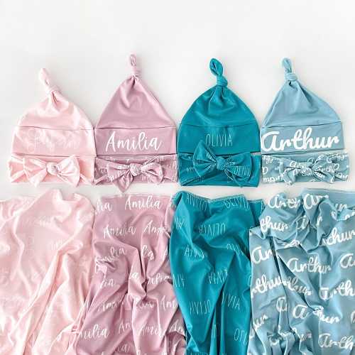 Personalized Baby Swaddle Blanket | Custom Name Modern Font | Newborn Photo Prop | Baby Shower Gift | Organic Cotton Wrap