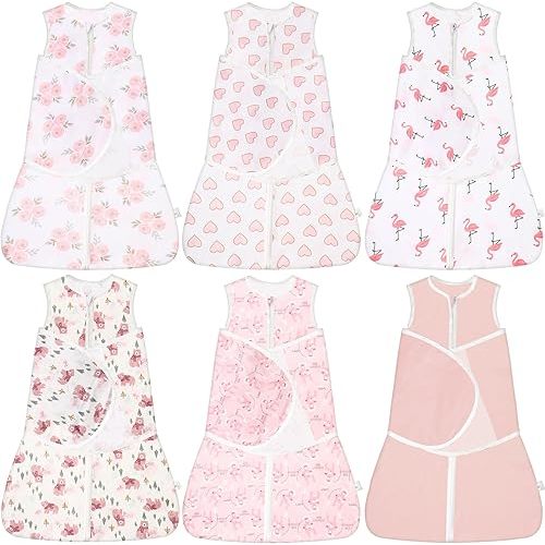 6 Pcs Baby Swaddles Sleep 3 Way Sacks 3-6 Months Newborn Cotton Blanket Wrap Infant Adjustable Wing for Boys Girls