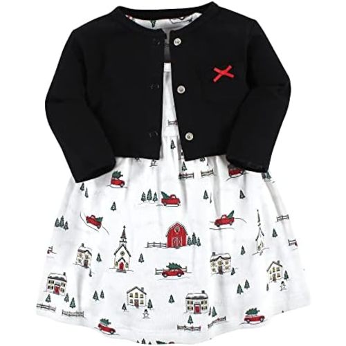 Hudson Baby Baby Girls' Cotton Dress and Cardigan Set
