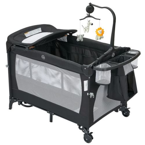Pack and Play with Bassinet Baby Playpen Foldable Playard with Changing Table Portable 4 in 1 Baby Playard