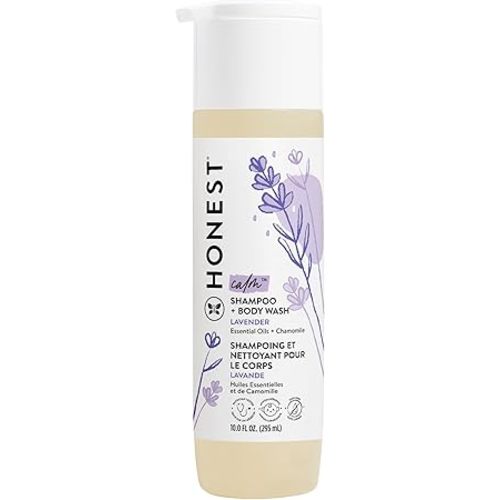 The Honest Company 2-in-1 Cleansing Shampoo and Body Wash, Gentle for Baby, Naturally Derived, Tear-free, Hypoallergenic, Lavender Calm, 10 fl oz