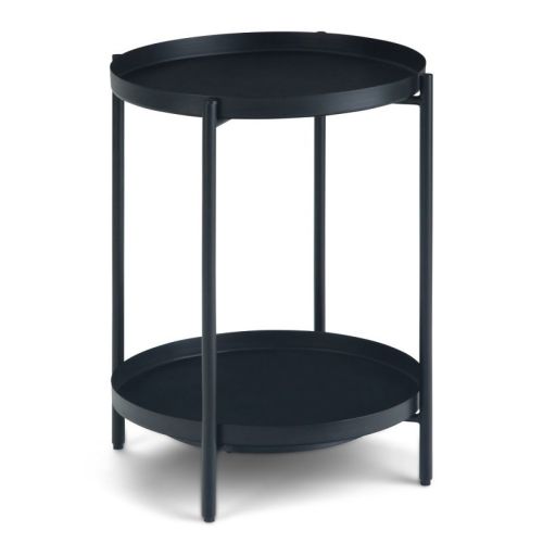 17" Lipton Metal End Table Black - WyndenHall: Industrial Style, Removable Tray, Iron Frame & Shelf