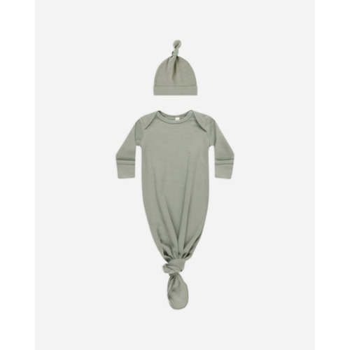 Knotted Baby Gown + Hat Set || Basil