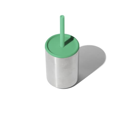 Avanchy Stainless Steel Insulated Training Cup with Silicone Straw Lid, 8oz Spill-Proof Sippy Cup for Toddlers and Infants, Easy Clean, BPA-Free, Leak-Proof Design, Green